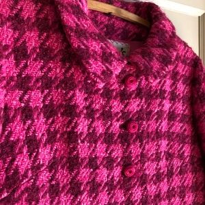 Vintage Pink Maroon Houndstooth Coat Levy’s 1970s